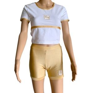 REEBOK VINTAGE 1993 GOLD WHITE CROP TOP TWO PEICE SET